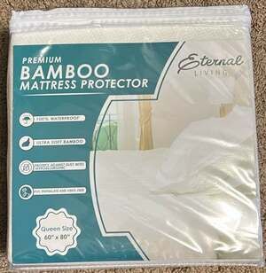 Eternal Living Premium Bamboo Mattress Protector - Queen Size 100% Waterproof